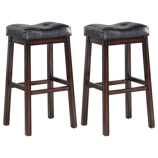 Donald Upholstered Bar Stools Black and Cappuccino (Set of 2) - U&U Home Budget Furniture (Carteret, NJ)