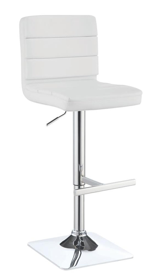 Bianca Upholstered Adjustable Bar Stools White and Chrome (Set of 2) - U&U Home Budget Furniture (Carteret, NJ)