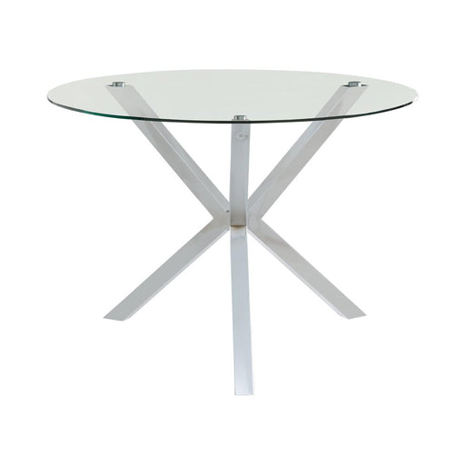Vance Glass Top Dining Table with X-cross Base Chrome - U&U Home Budget Furniture (Carteret, NJ)