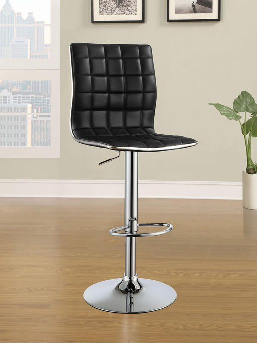 Ashbury Upholstered Adjustable Bar Stools Black and Chrome (Set of 2) - U&U Home Budget Furniture (Carteret, NJ)