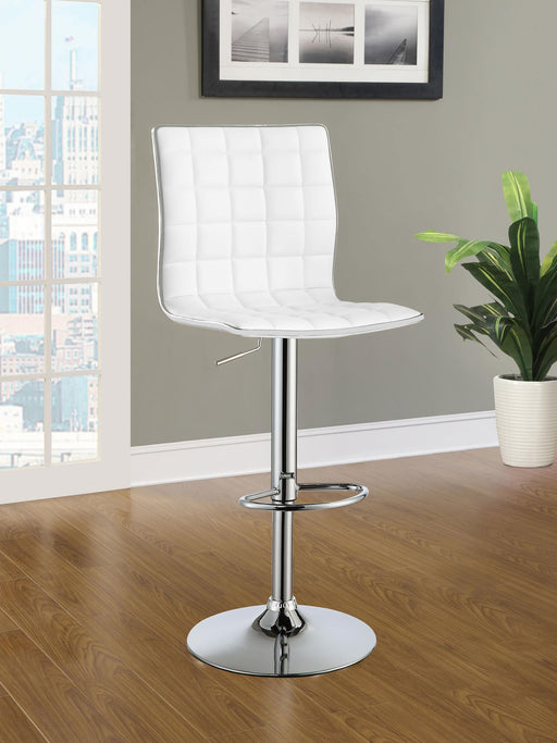 Ashbury Upholstered Adjustable Bar Stools White and Chrome (Set of 2) - U&U Home Budget Furniture (Carteret, NJ)