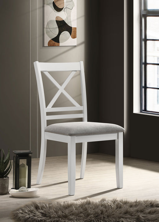 Hollis Cross Back Wood Dining Side Chair White - U&U Home Budget Furniture (Carteret, NJ)