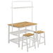 Edgeworth 3-piece Kitchen Island Counter Table Set White - U&U Home Budget Furniture (Carteret, NJ)