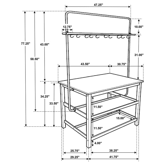 Edgeworth 3-piece Kitchen Island Counter Table Set White - U&U Home Budget Furniture (Carteret, NJ)