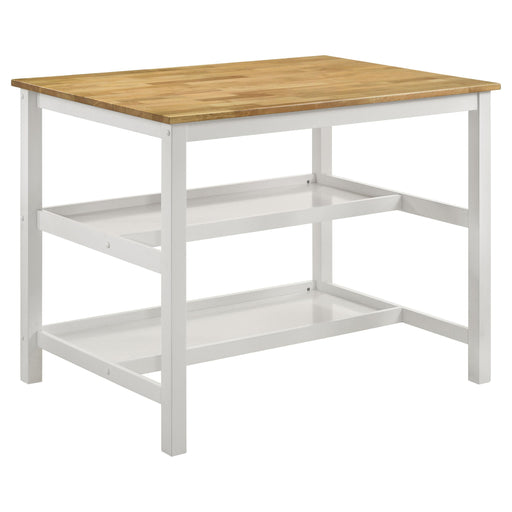 Edgeworth Kitchen Island Counter Table Brown and White - U&U Home Budget Furniture (Carteret, NJ)