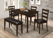 Guillen 5-piece Dining Set with Bench Cappuccino and Dark Brown - U&U Home Budget Furniture (Carteret, NJ)