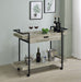 Ventura 2-tier Bar Cart with Storage Drawer Grey Driftwood - U&U Home Budget Furniture (Carteret, NJ)