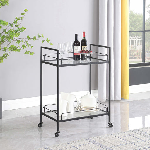 Curltis Serving Cart with Glass Shelves Clear and Black - U&U Home Budget Furniture (Carteret, NJ)