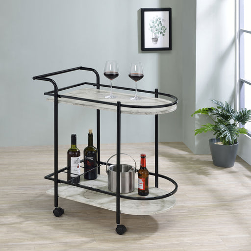Desiree 2-tier Bar Cart with Casters Black - U&U Home Budget Furniture (Carteret, NJ)