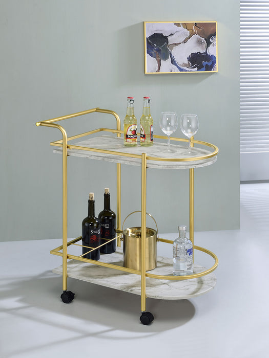 Desiree 2-tier Bar Cart with Casters Black - U&U Home Budget Furniture (Carteret, NJ)