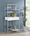 Figueroa 5-shelf Wine Cabinet with Storage Drawer White High Gloss and Chrome - U&U Home Budget Furniture (Carteret, NJ)