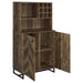 Mendoza 2-door Wine Cabinet Rustic Oak Herringbone and Gunmetal - U&U Home Budget Furniture (Carteret, NJ)