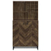 Mendoza 2-door Wine Cabinet Rustic Oak Herringbone and Gunmetal - U&U Home Budget Furniture (Carteret, NJ)