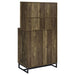 Mendoza 2-door Wine Cabinet Rustic Oak Herringbone and Gunmetal - U&U Home Budget Furniture (Carteret, NJ)