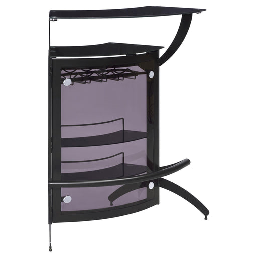 Dallas 2-shelf Home Bar Smoked and Black Glass - U&U Home Budget Furniture (Carteret, NJ)