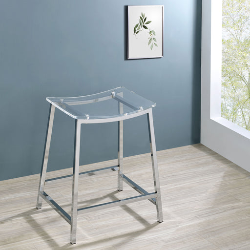 Jovani Acrylic Backless Counter Height Bar Stools Clear and Chrome (Set of 2) - U&U Home Budget Furniture (Carteret, NJ)