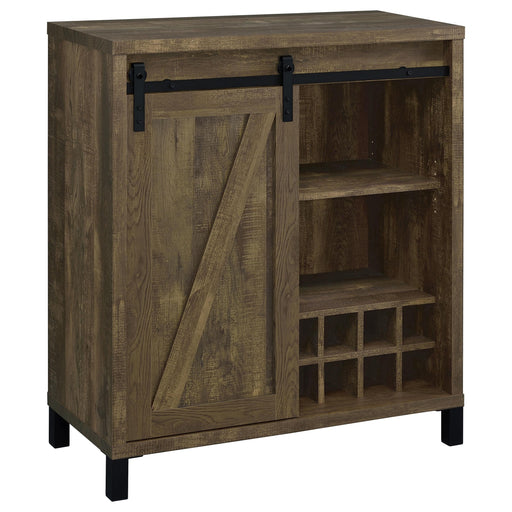 Arlington Bar Cabinet with Sliding Door Rustic Oak - U&U Home Budget Furniture (Carteret, NJ)