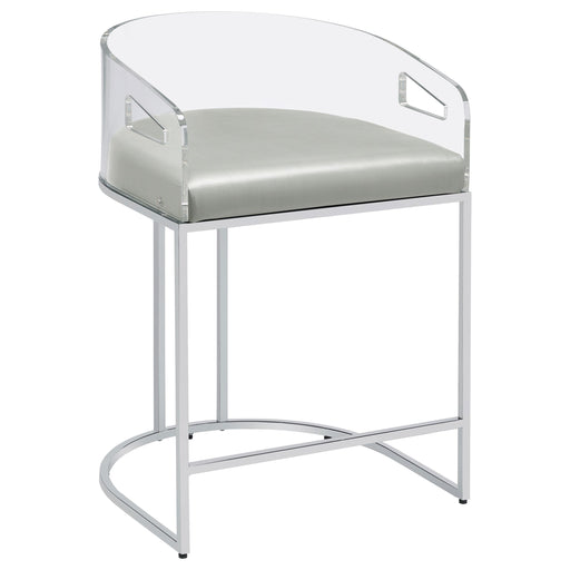 Thermosolis Acrylic Back Counter Height Stools Grey and Chrome (Set of 2) - U&U Home Budget Furniture (Carteret, NJ)