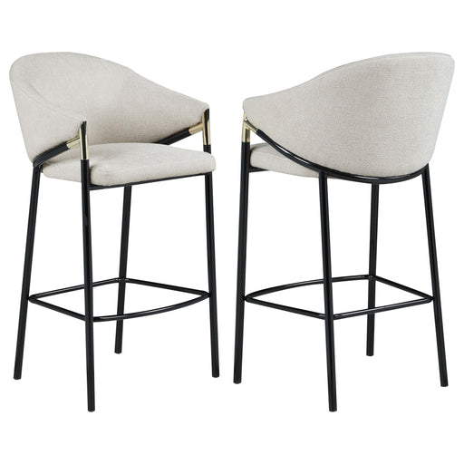 Chadwick Sloped Arm Bar Stools Beige and Glossy Black (Set of 2) - U&U Home Budget Furniture (Carteret, NJ)