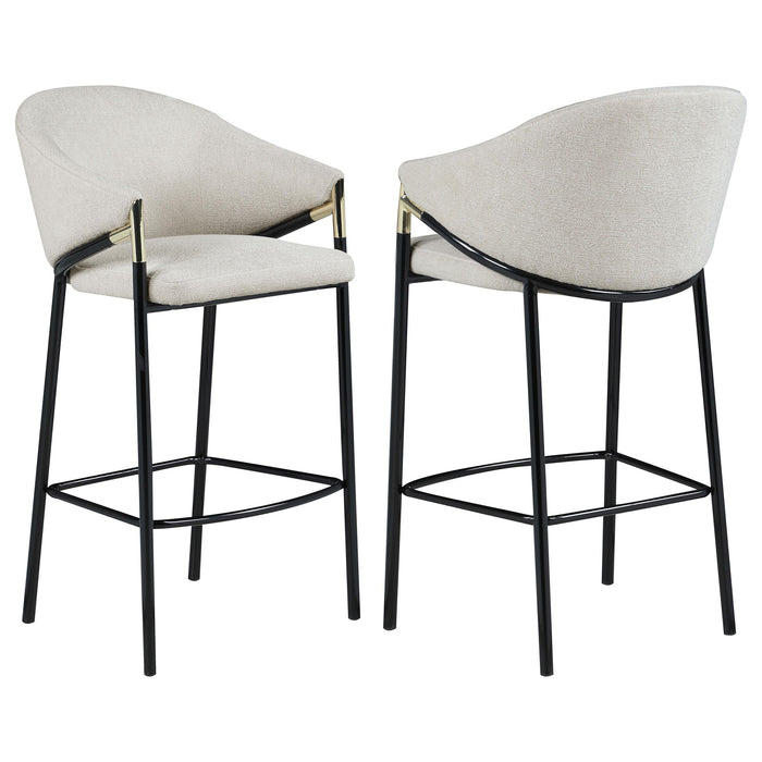 Chadwick Sloped Arm Bar Stools Beige and Glossy Black (Set of 2) - U&U Home Budget Furniture (Carteret, NJ)