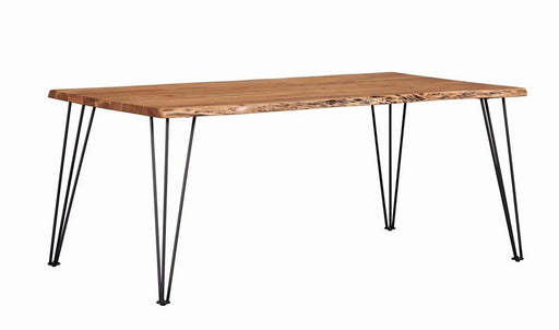 Sherman Rectangular Dining Table Natural Acacia and Matte Black - U&U Home Budget Furniture (Carteret, NJ)