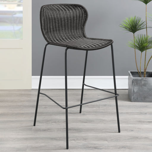 Mckinley Upholstered Bar Stools with Footrest (Set of 2) Brown and Sandy Black - U&U Home Budget Furniture (Carteret, NJ)