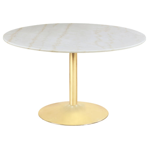 Kella Round Marble Top Dining Table White and Gold - U&U Home Budget Furniture (Carteret, NJ)