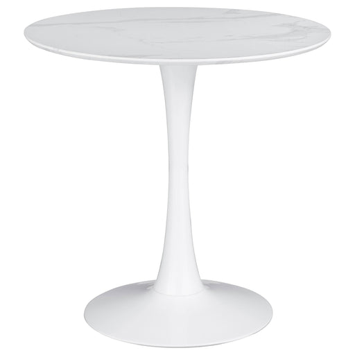 Arkell 30-inch Round Pedestal Dining Table White - U&U Home Budget Furniture (Carteret, NJ)