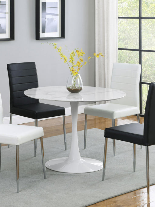 Arkell 40-inch Round Pedestal Dining Table White - U&U Home Budget Furniture (Carteret, NJ)