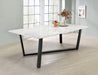 Mayer Rectangular Dining Table Faux White Marble and Gunmetal - U&U Home Budget Furniture (Carteret, NJ)