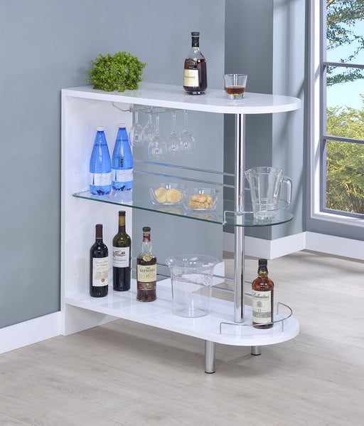 Adolfo 3-tier Bar Table Glossy White and Clear - U&U Home Budget Furniture (Carteret, NJ)
