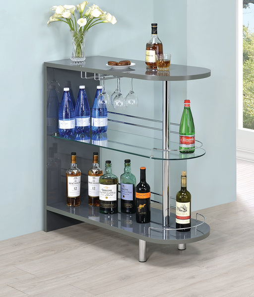 Adolfo 3-tier Bar Table Glossy Grey and Clear - U&U Home Budget Furniture (Carteret, NJ)