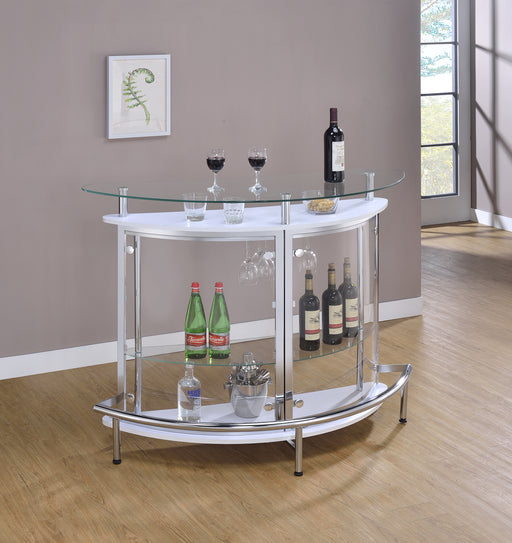 Amarillo 2-tier Bar Unit White and Chrome - U&U Home Budget Furniture (Carteret, NJ)