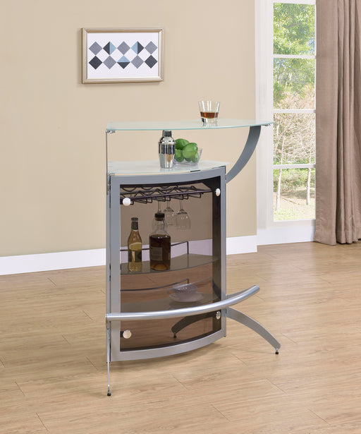 Dallas 2-shelf Home Bar Silver and Frosted Glass - U&U Home Budget Furniture (Carteret, NJ)