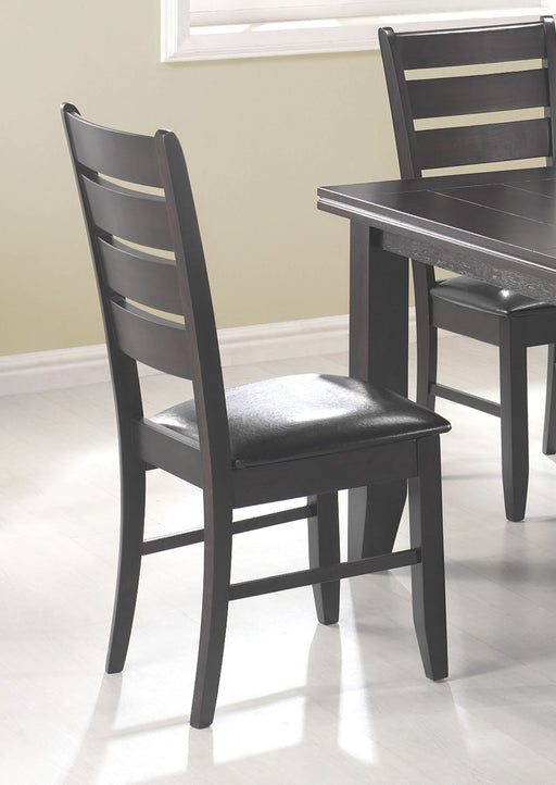 Dalila Ladder Back Side Chairs Cappuccino and Black (Set of 2) - U&U Home Budget Furniture (Carteret, NJ)