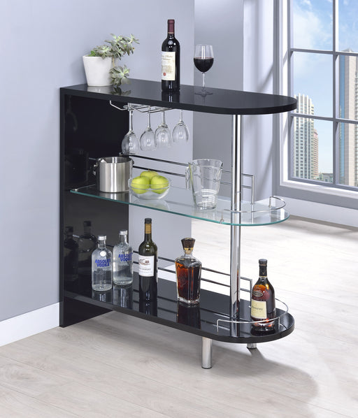 Adolfo 3-tier Bar Table Glossy Black and Clear - U&U Home Budget Furniture (Carteret, NJ)