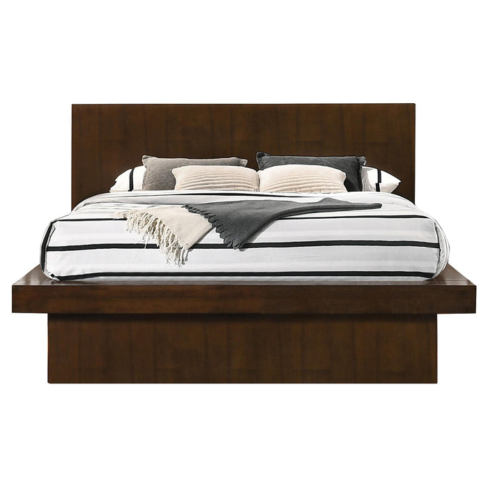 Jessica Eastern King & Queen Platform Bed with Rail Seating Cappuccino - U&U Home Budget Furniture (Carteret, NJ)