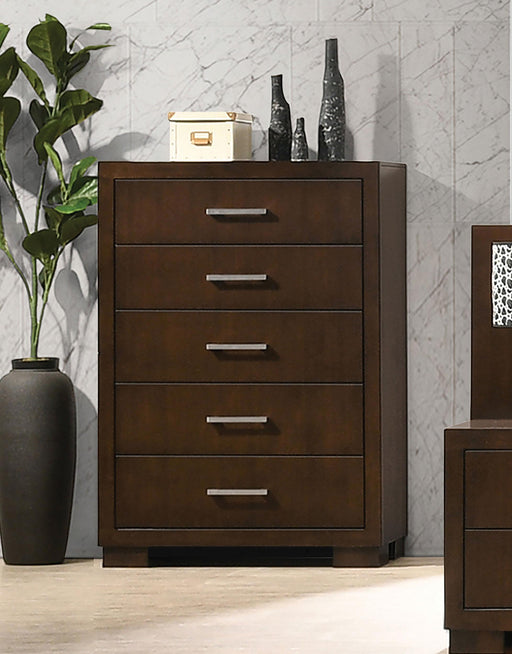 Jessica 5-drawer Chest Cappuccino - U&U Home Budget Furniture (Carteret, NJ)