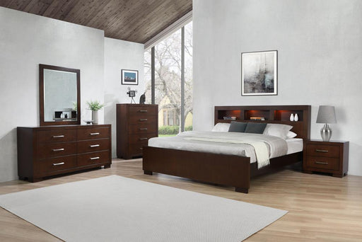 Jessica Bedroom Set with Bookcase Headboard Cappuccino - U&U Home Budget Furniture (Carteret, NJ)