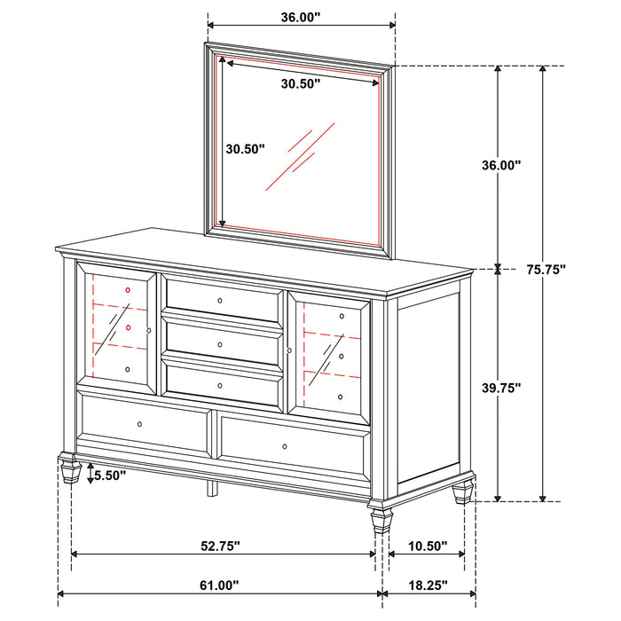 Sandy Beach Dresser With Mirror - U&U Home Budget Furniture (Carteret, NJ)