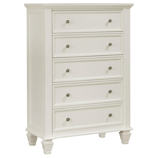 Sandy Beach 5-drawer Rectangular Chest Cream White - U&U Home Budget Furniture (Carteret, NJ)