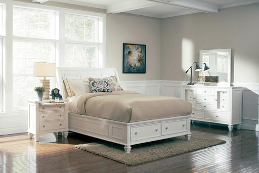 Sandy Beach 4 & 5 Piece Storage Bedroom Set with Sleigh Headboard E.King, Queen, & Cal.King - U&U Home Budget Furniture (Carteret, NJ)
