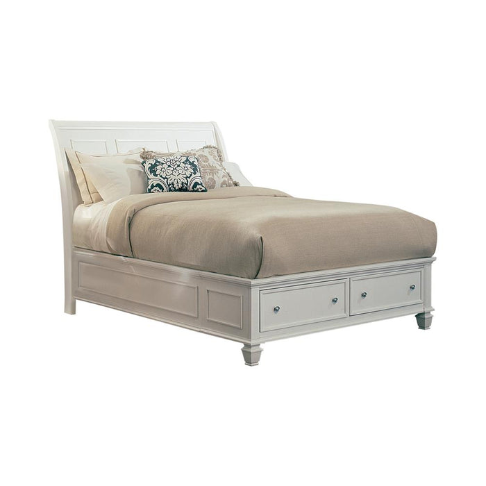 Sandy Beach Queen & E.King Storage Sleigh Bed Black & White - U&U Home Budget Furniture (Carteret, NJ)