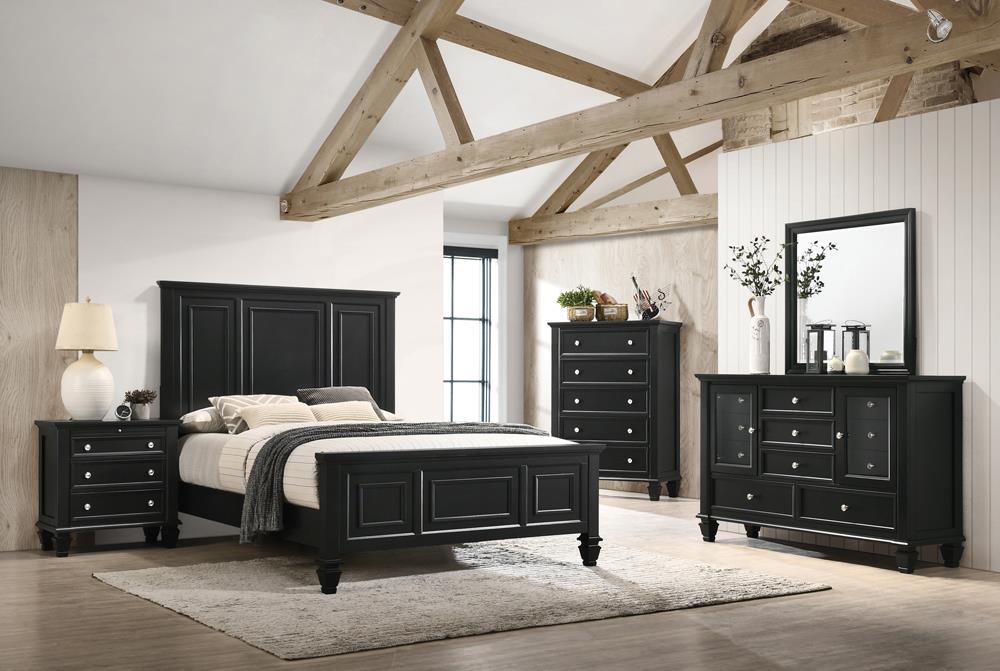 Sandy Beach 4 & 5 Piece Storage Bedroom Set with Sleigh Headboard E.King, Queen, & Cal.King - U&U Home Budget Furniture (Carteret, NJ)