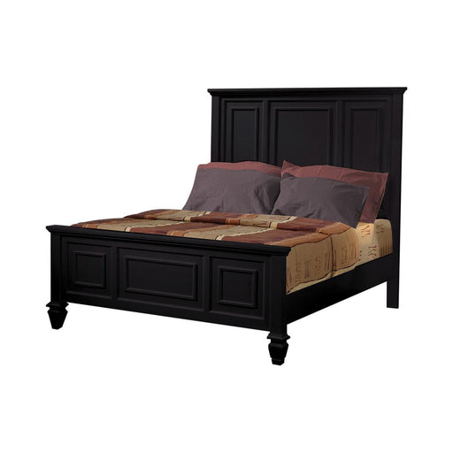 Sandy Beach Queen & E.King Panel Bed with High Headboard Black & White - U&U Home Budget Furniture (Carteret, NJ)