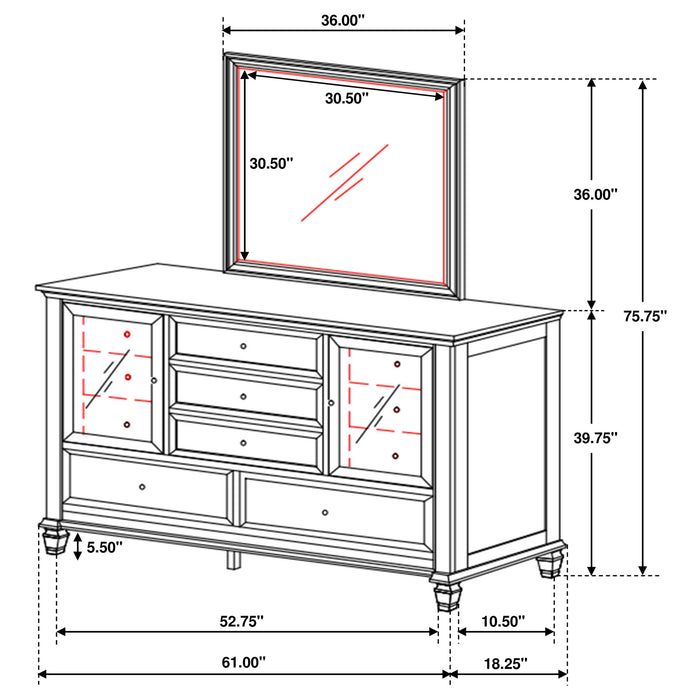 Sandy Beach Dresser With Mirror - U&U Home Budget Furniture (Carteret, NJ)