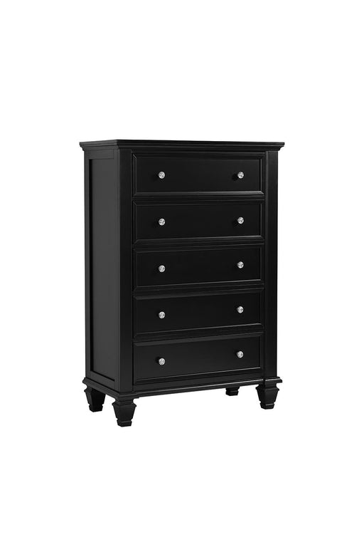 Sandy Beach 5-drawer Chest Black - U&U Home Budget Furniture (Carteret, NJ)