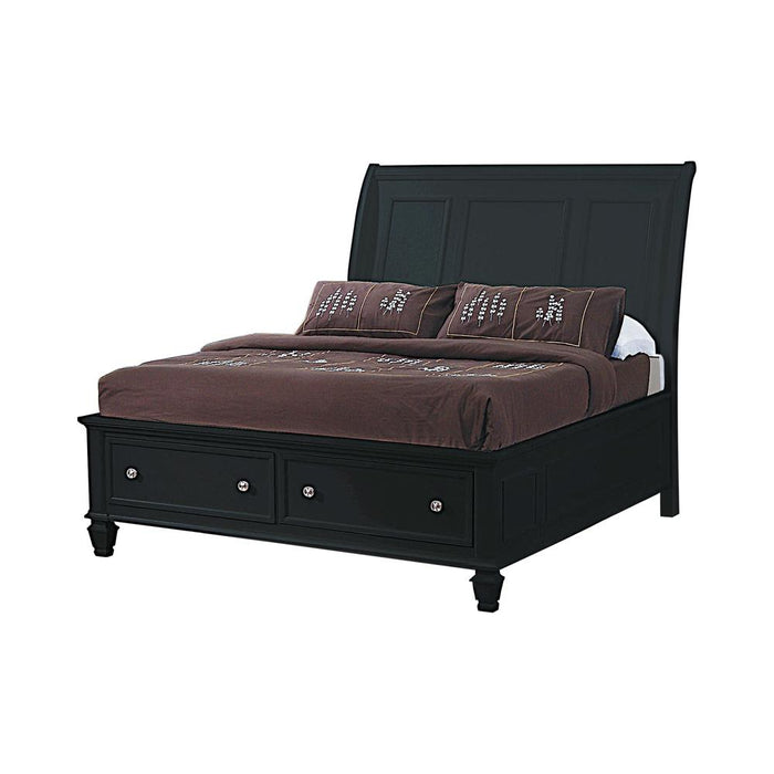Sandy Beach Queen & E.King Storage Sleigh Bed Black & White - U&U Home Budget Furniture (Carteret, NJ)