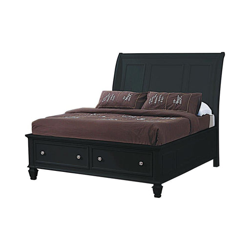 Sandy Beach Queen & E.King Storage Sleigh Bed Black & White - U&U Home Budget Furniture (Carteret, NJ)