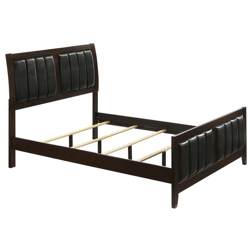 Carlton Full & Twin Upholstered Panel Bed Cappuccino and Black - U&U Home Budget Furniture (Carteret, NJ)